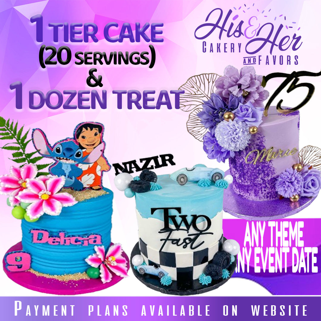 7" Cake ( 20 SERVINGS) & 1 DOZEN TREAT ( FREESTYLE DESIGN)