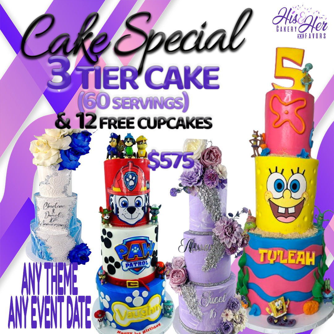 3 Tier Cake Special ( 55-60 SERVINGS)