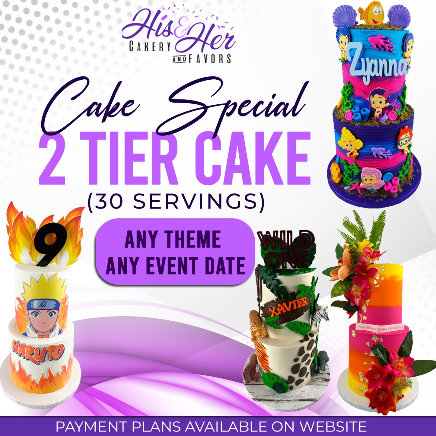 2 Tier Cake Special ( 30 Servings)
