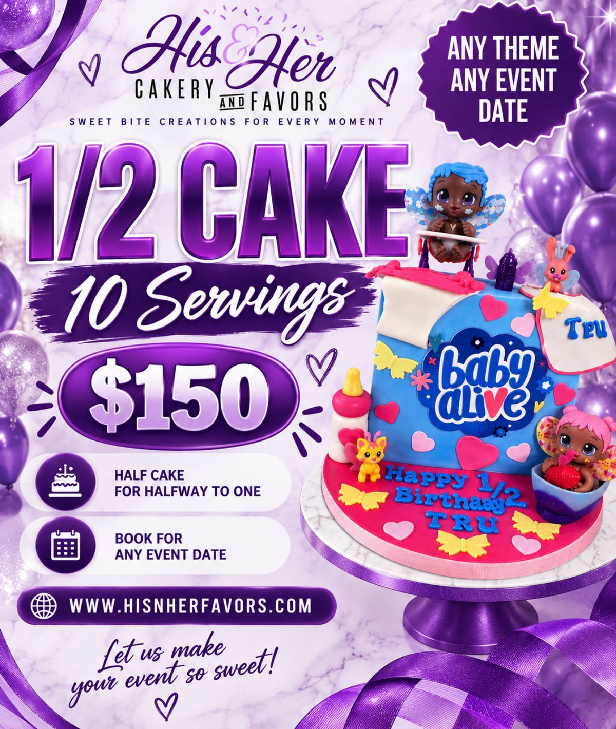 1/2 Cake ( 10 Servings)