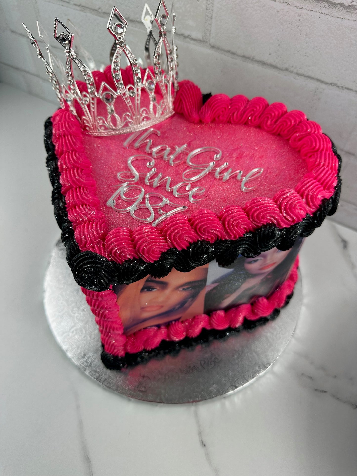 Edible Photo Heart Cake