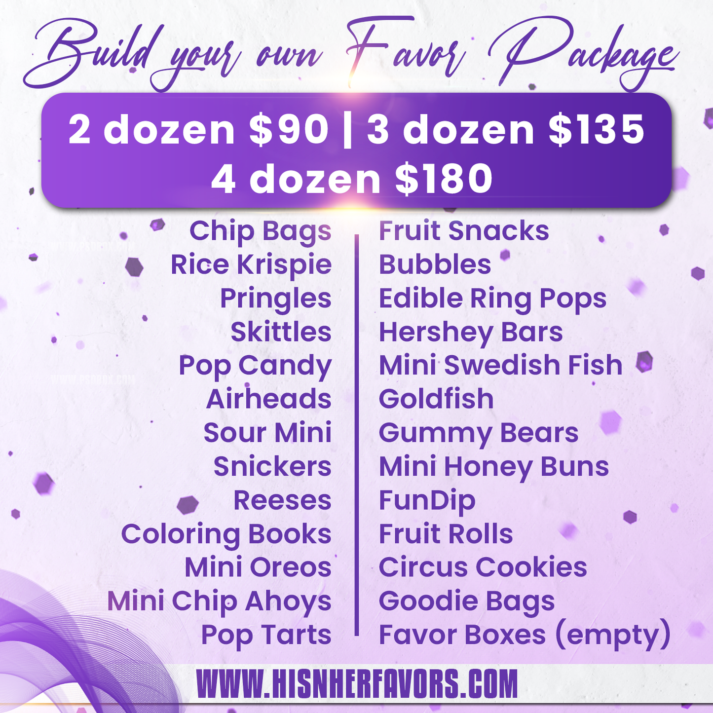 Build Your Own Party Favor Package