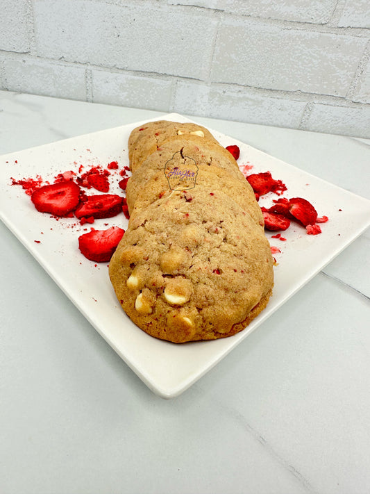 Strawberry & Cream ( White chocolate)Sweet Bite Cookies(4)